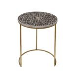 Black & White Bone Inlay Nesting Tables with Brass Frame – Set of 2 - Image 4