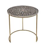 Black & White Bone Inlay Nesting Tables with Brass Frame – Set of 2 - Image 2