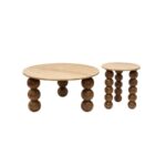 Square Wooden Side Table with Hand-Carved Accents