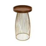 Square Wooden Tray Side Table and Gold Metal Cross Frame - Image 3