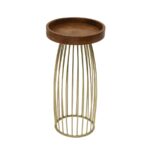 Square Wooden Tray Side Table and Gold Metal Cross Frame - Image 2