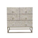 White Bone Inlay 6-Drawer Chest with Floral Scroll Design