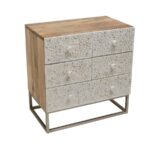 White Bone Inlay 6-Drawer Chest with Floral Scroll Design - Image 2