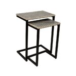 Bone Inlay Nesting Side Tables with Geometric Pattern (Set of 2)