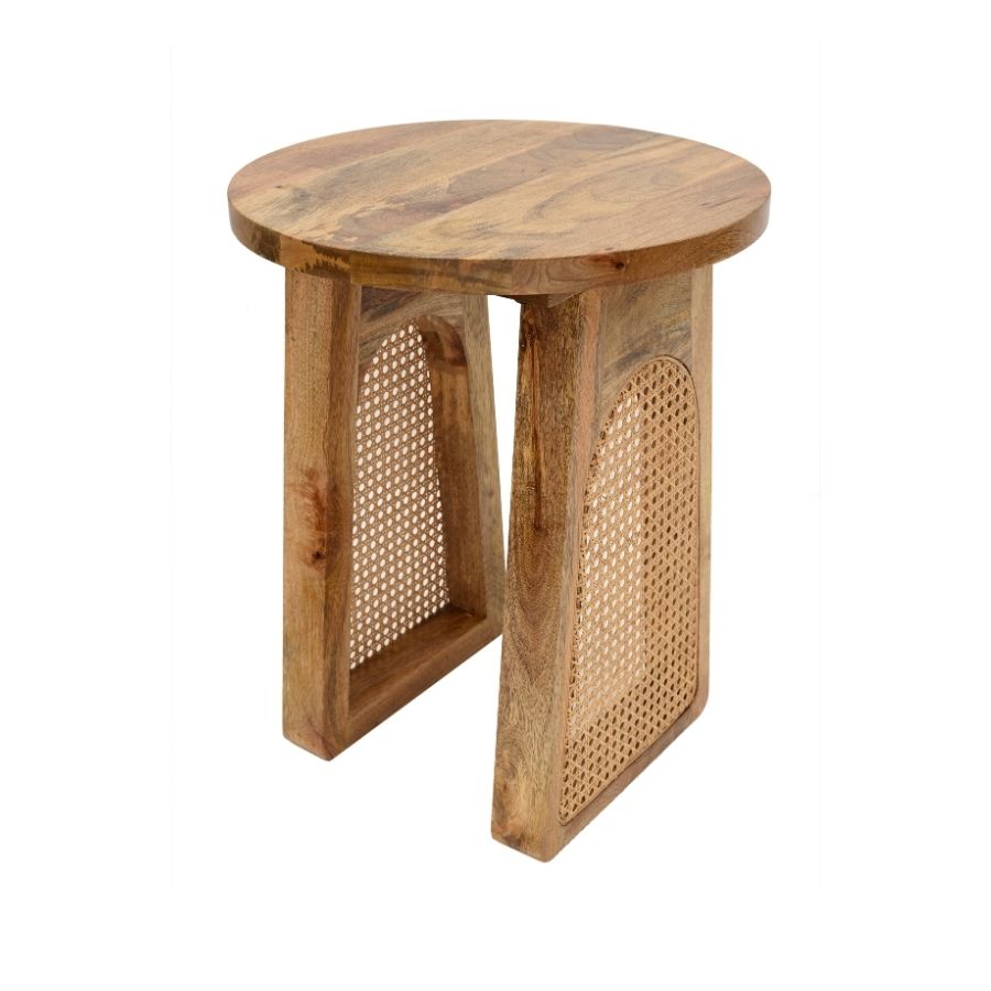 82 Round Mango Wood Side Table - Image 1