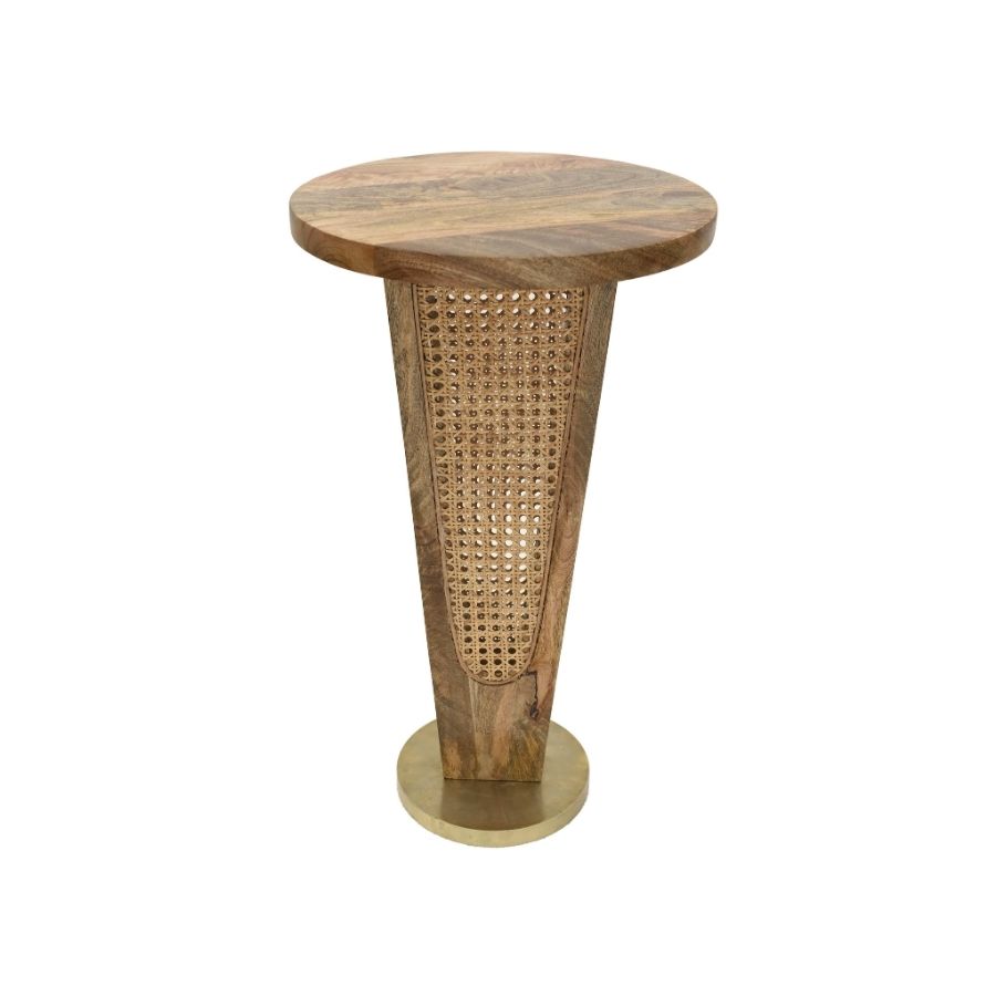 84 Tall Round Mango Wood Pedestal Side Table - Image 1