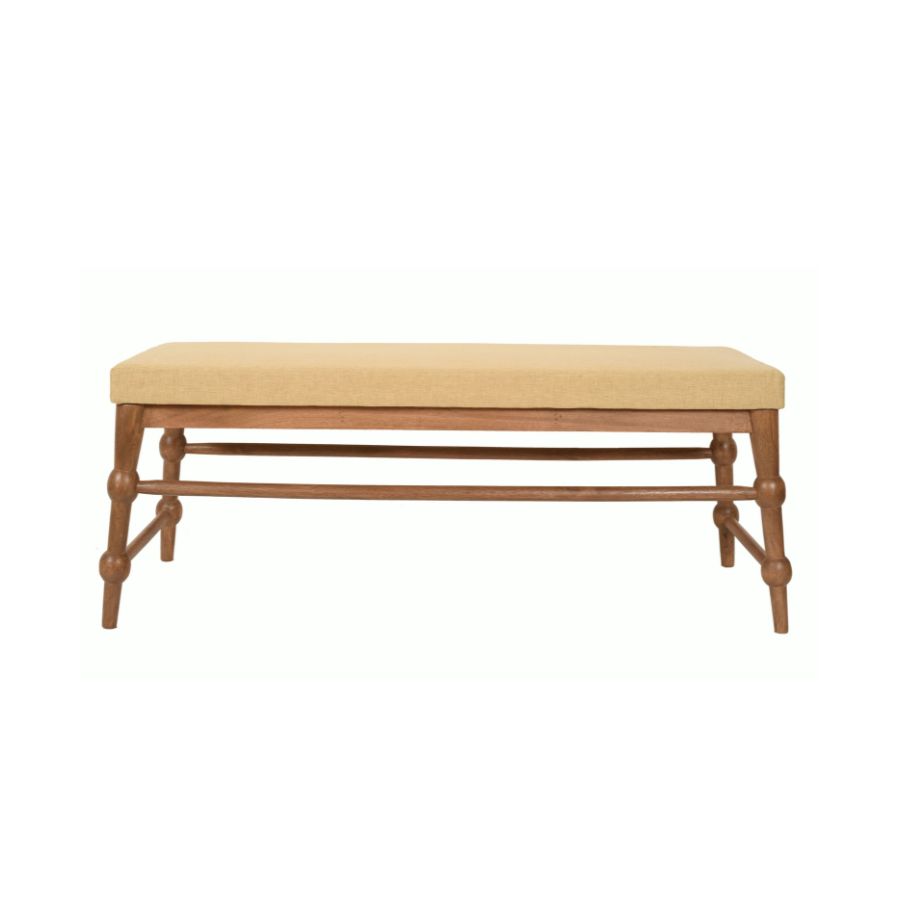 9 Upholstered Wooden Bench with Turned Legs - Image 1