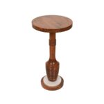 Set of 2 Round Mango Wood Pedestal Side Tables - Image 3
