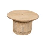 Set of 2 Rustic Barrel-Style Coffee and Side Tables with Natural - Image 3