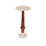 Set of 2 Round Marble Top Pedestal Side Tables - Image 3