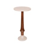 Set of 2 Round Marble Top Pedestal Side Tables - Image 2