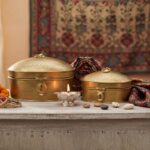 vintage brass storage box set